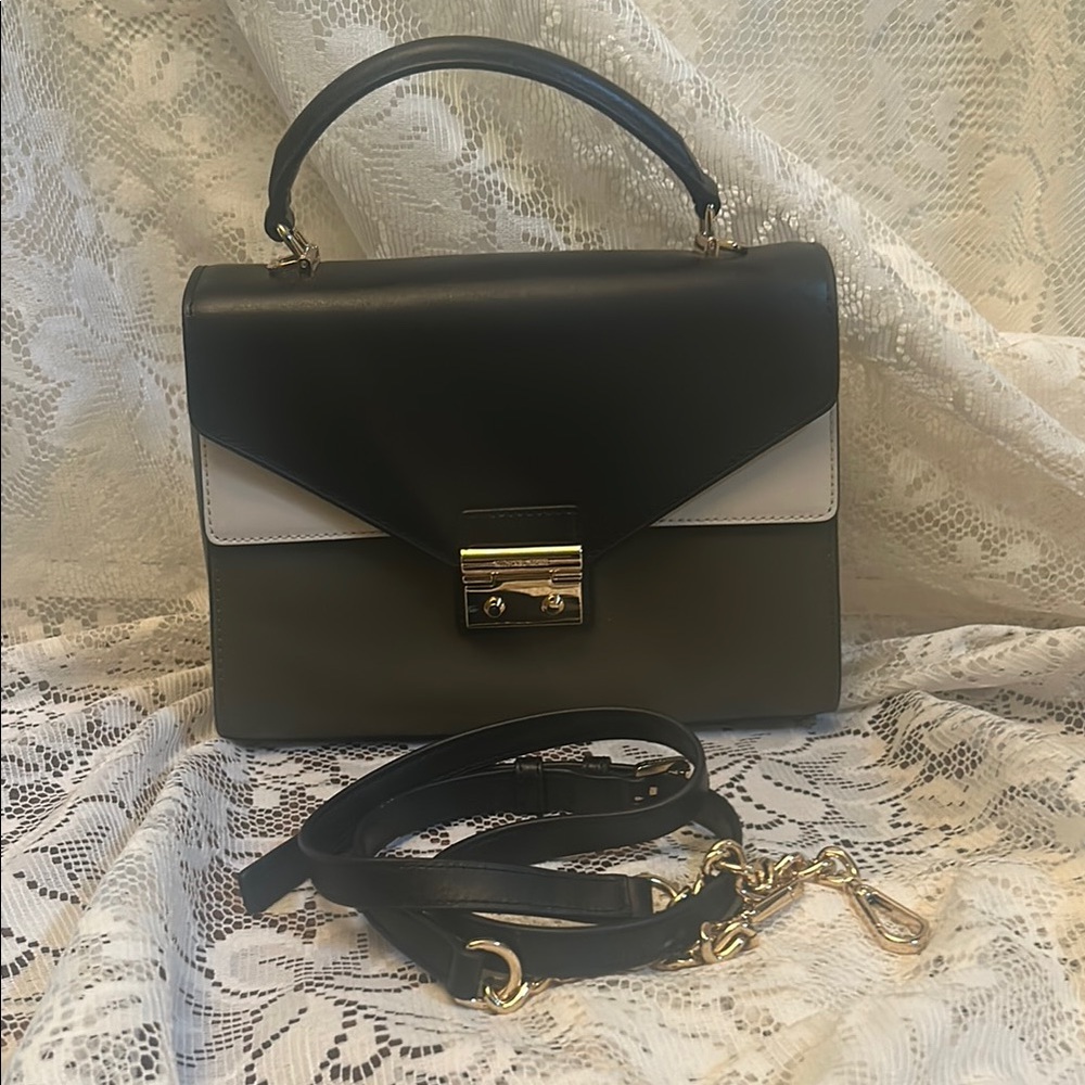 Michael Kors Sloan Medium Top Handle Colorblock Bag with Shoulder Strap